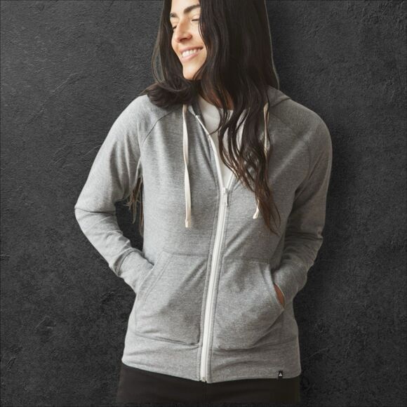 American Giant Lightweight Hoodie Womens M Gray Heather Raglan Full Zip USA NEW - Picture 7 of 11